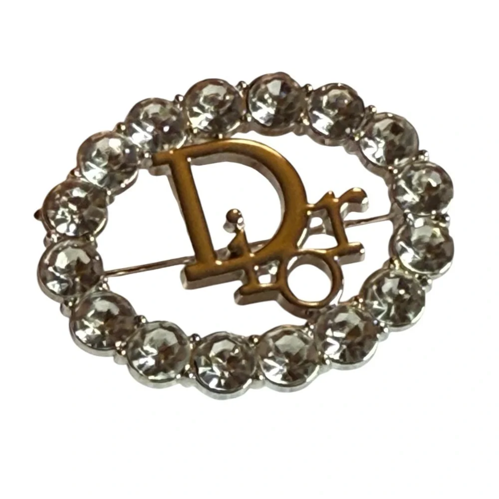 Dior Silver Lettering with Silver Crystal Brooch